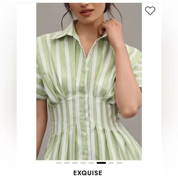 By Anthropologie Tobie Mini Shirt Dress - Green Stripe size . XS